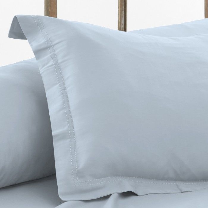 Funda de cojín algodón orgánico con doble pespunte color cielo - Qutun - Imagen del producto