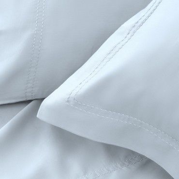 Funda de cojín algodón orgánico con doble pespunte color cielo - Qutun - Detalle