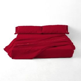 Juego de sábanas liso burdeos portada