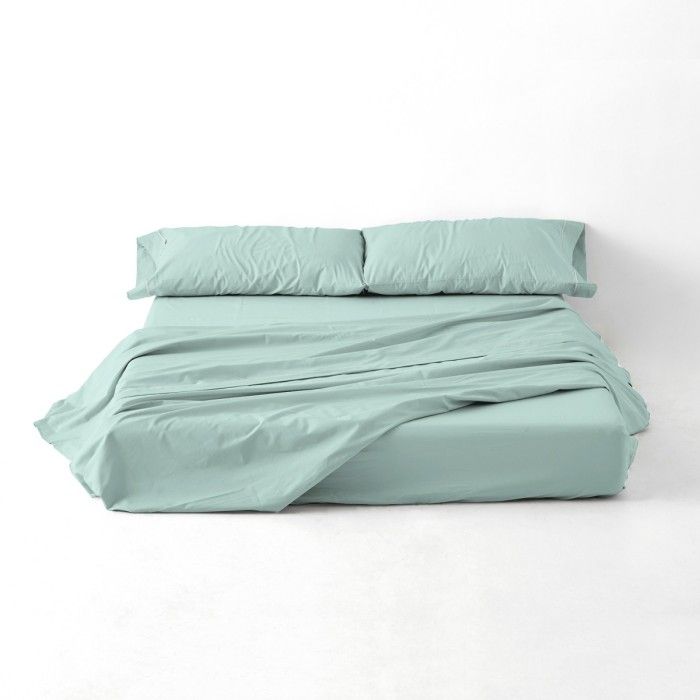 Juego de sábanas liso aqua portada