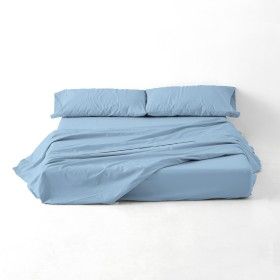 Juego de sábanas liso azul claro portada