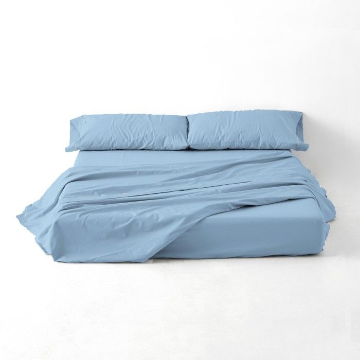 Juego de sábanas liso azul claro portada