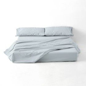 Juego de sábanas liso azul celeste portada