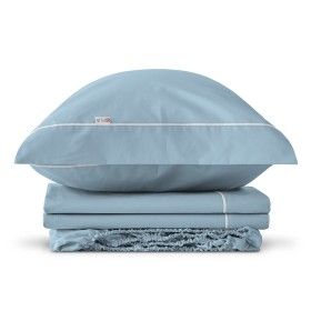 Juego de sábanas algodón 144 hilos azul celeste bodegón