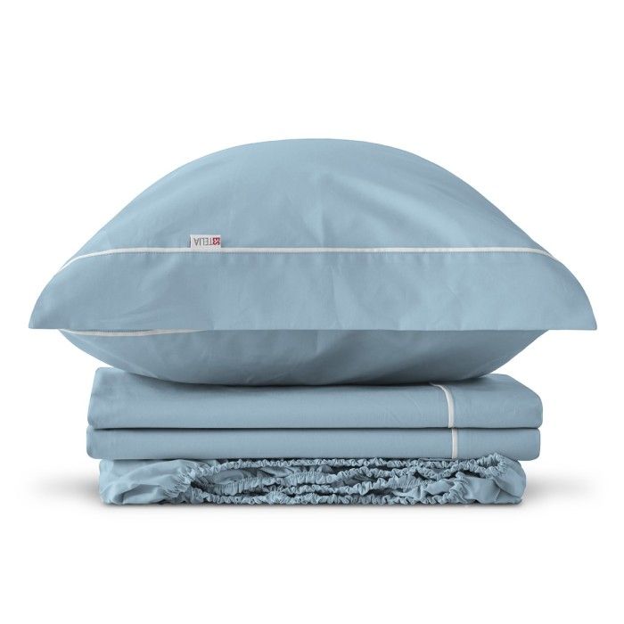 Juego de sábanas algodón 144 hilos azul celeste bodegón