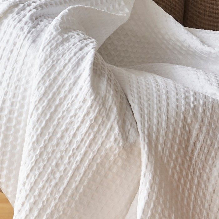 Plaid de algodón Banús blanco detalle de textura en panal