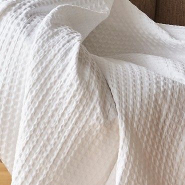 Plaid de algodón Banús blanco detalle de textura en panal