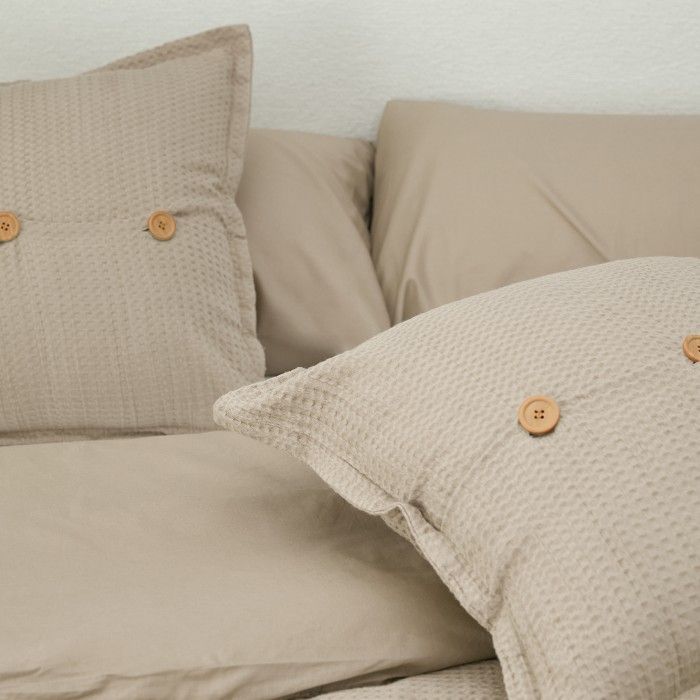 Dúo funda nórdica + almohada Banús piedra. Tienda online de Estelia detalle color