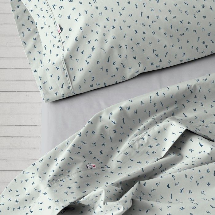 Juego de sábanas Íber azul vista del detalle de dibujo