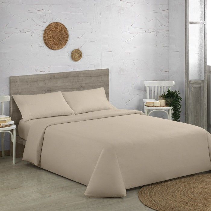 Juego funda nórdica algodón orgánico 200 hilos topo escena de cama