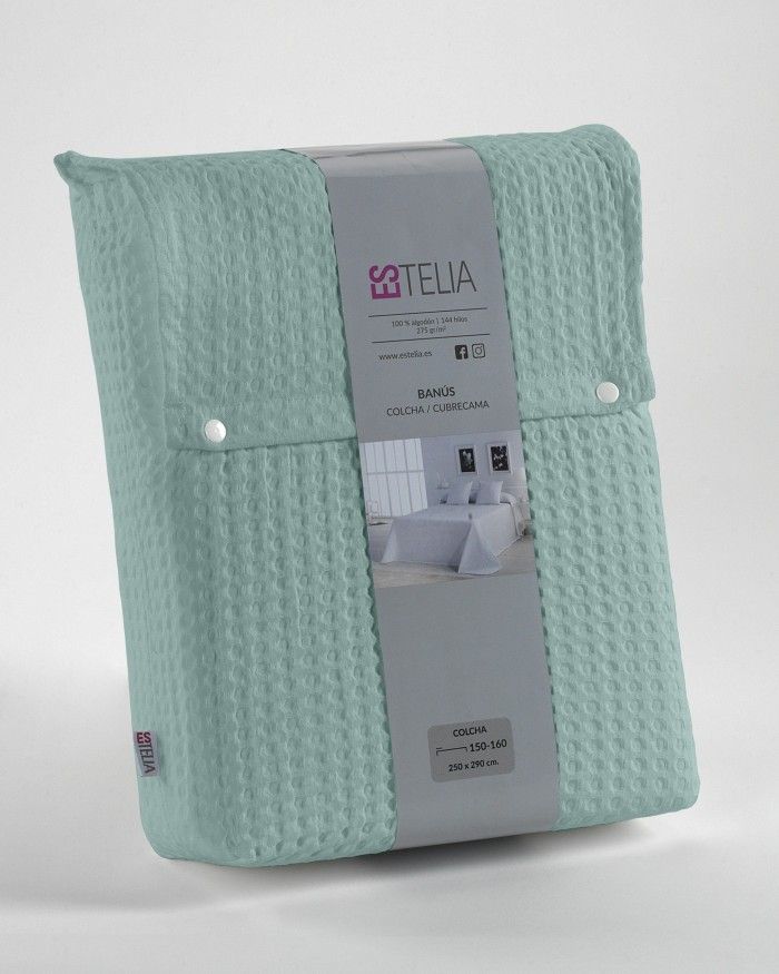 Colcha de algodón Banús aqua presentación en bolsa
