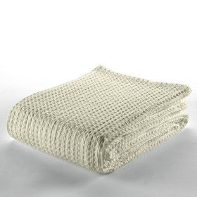 Colcha de algodón Banús crema plegada