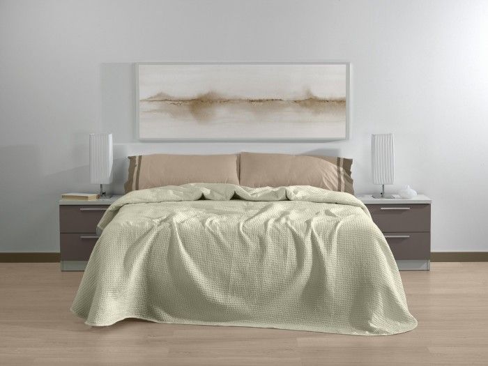 Colcha de algodón Banús crema cojín