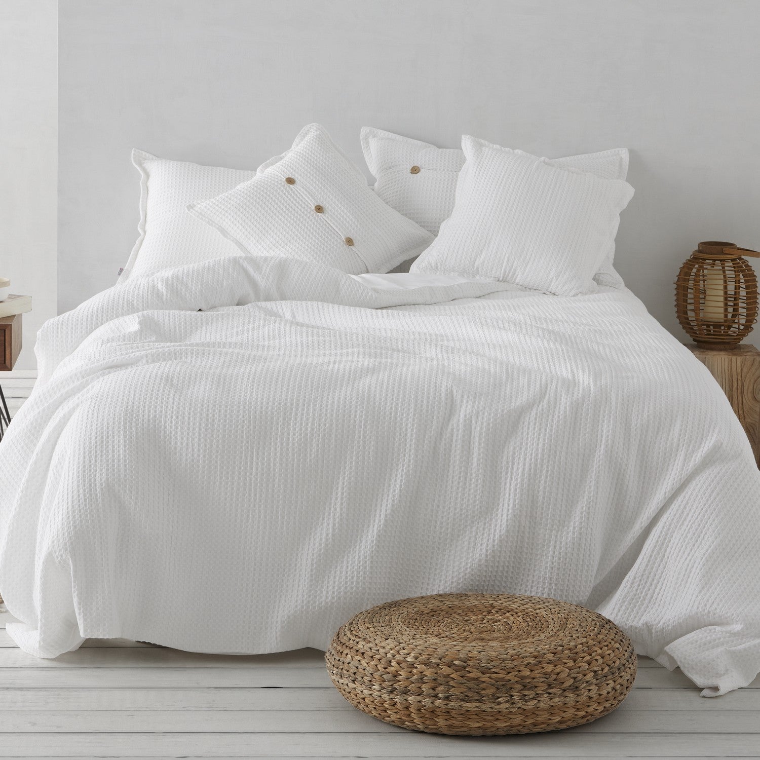Dúo funda nórdica + almohada Banús blanco. Tienda online de Estelia detalle