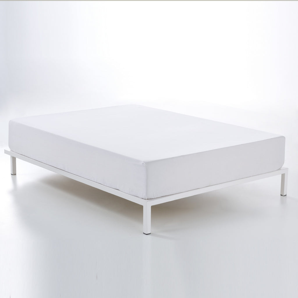 Bajera ajustable de punto elástico Jersey blanco vista de cama