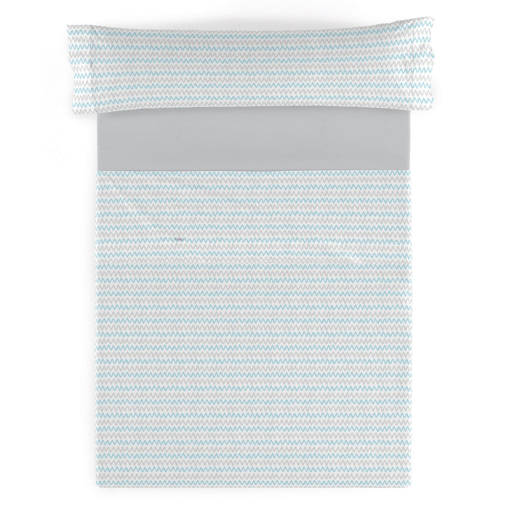 Juego de sábanas estampado Cloe azul, vista cenital