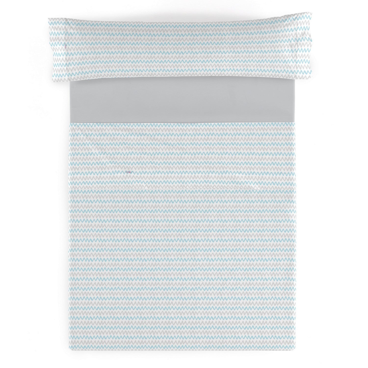 Juego de sábanas estampado Cloe azul, vista cenital