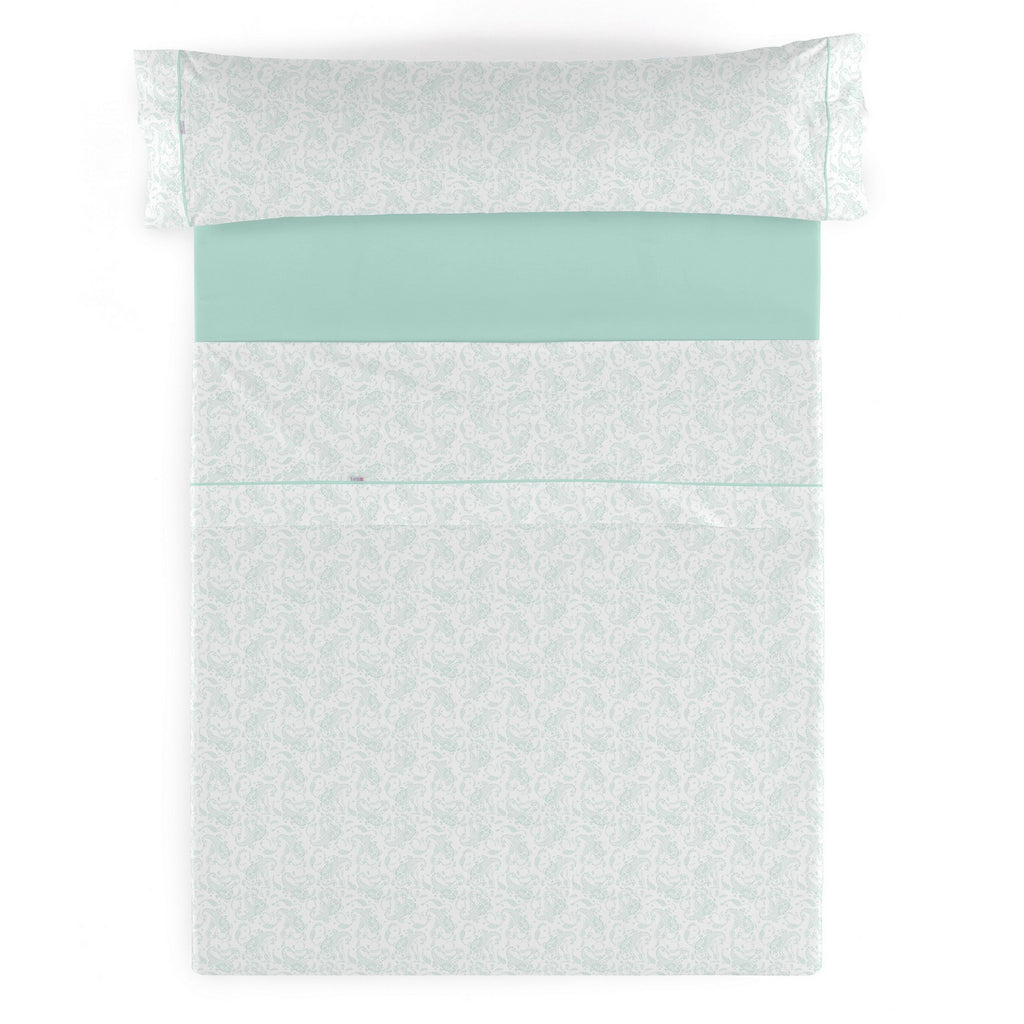 Juego de sábanas estampado Lara aqua, vista cenital