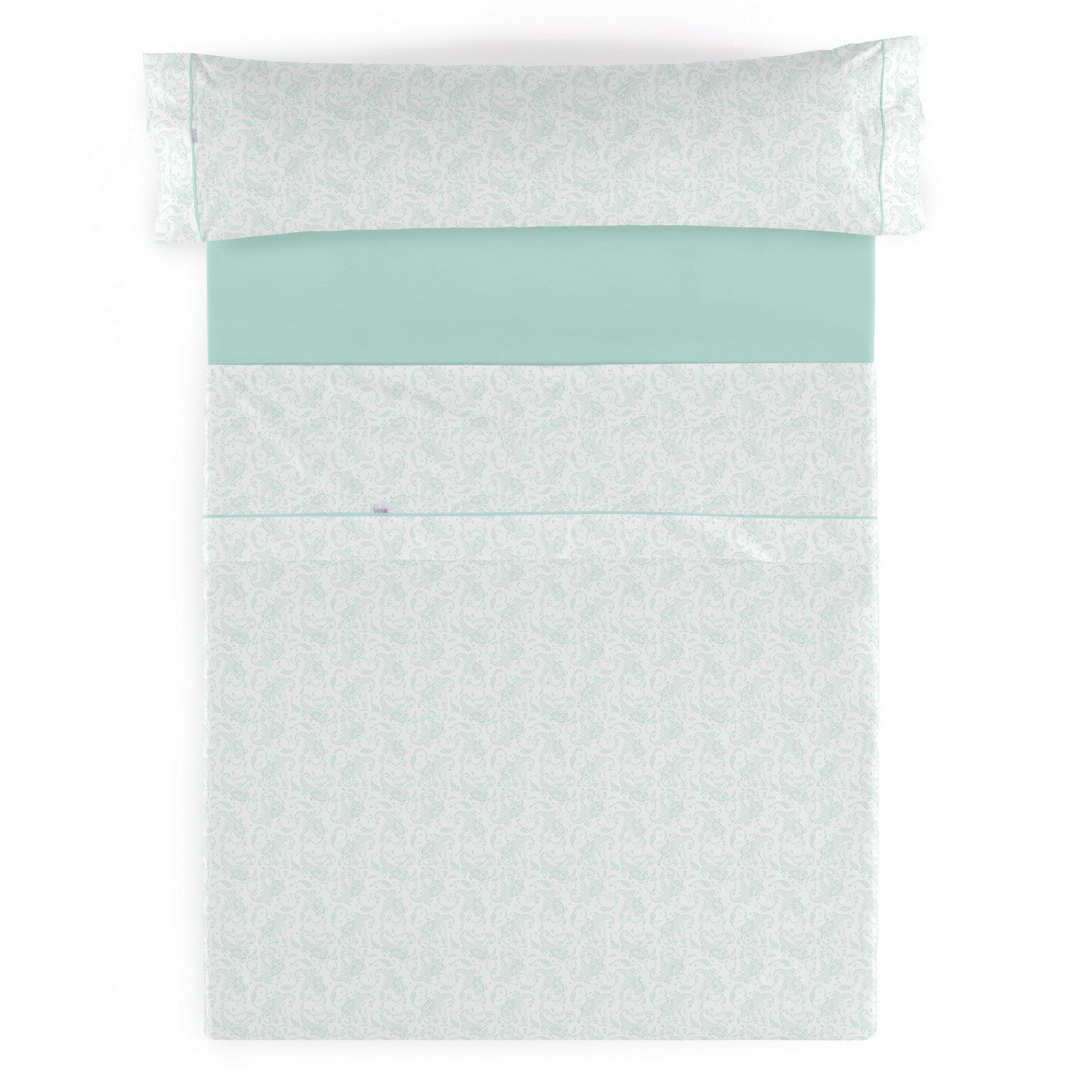Juego de sábanas estampado Lara aqua, vista cenital