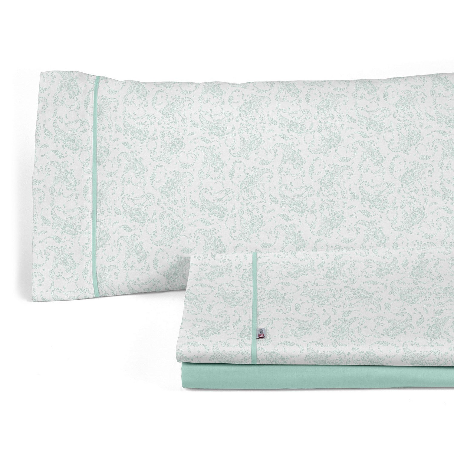 Juego de sábanas estampado Lara aqua, presentación