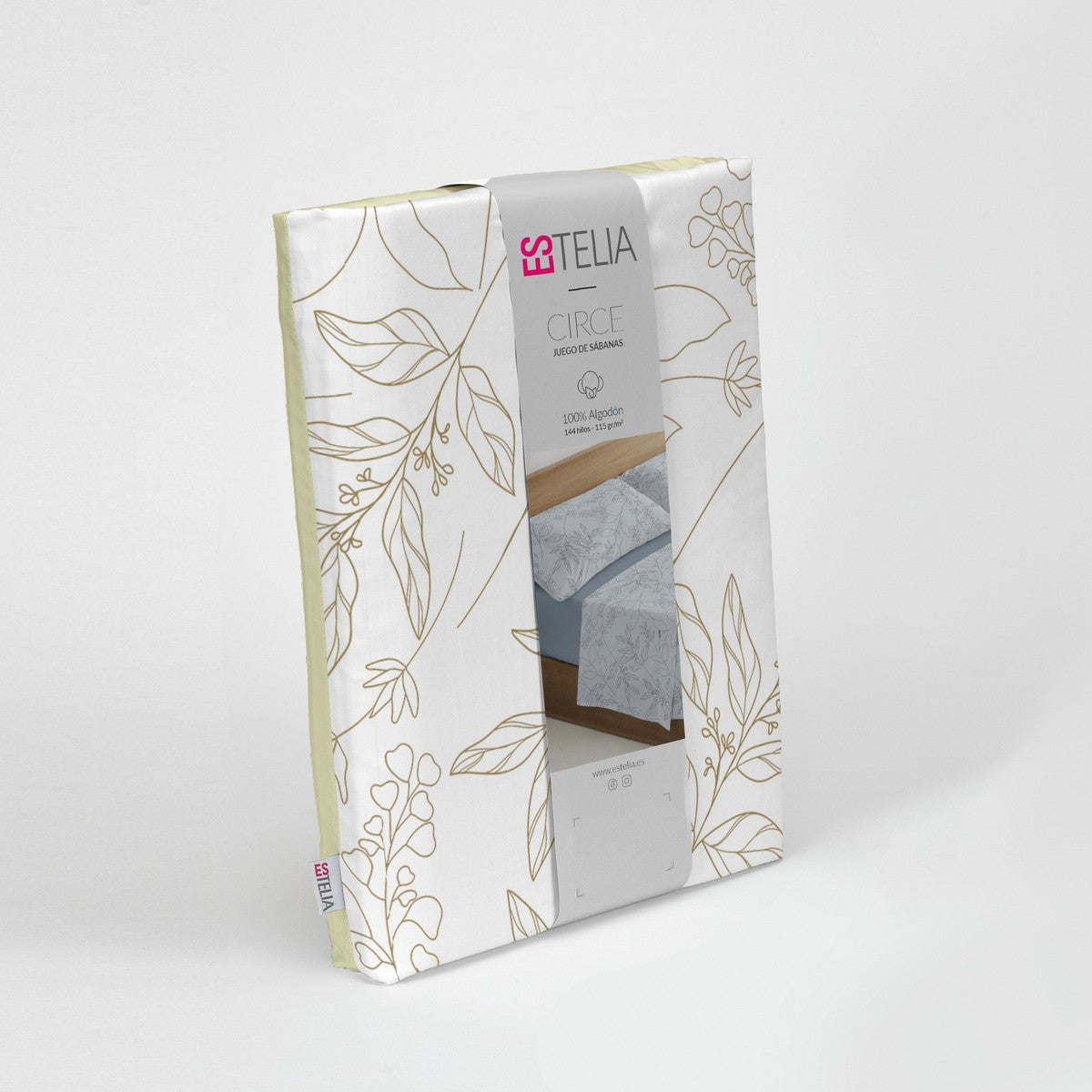 Juego de sábanas estampado Circe crema, presentación