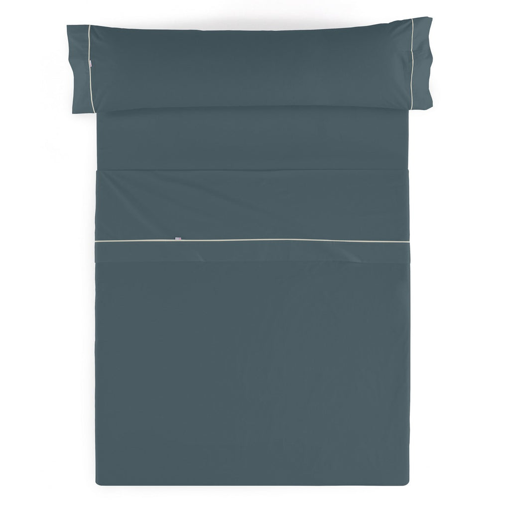 Juego de sábanas liso gris vista cenital