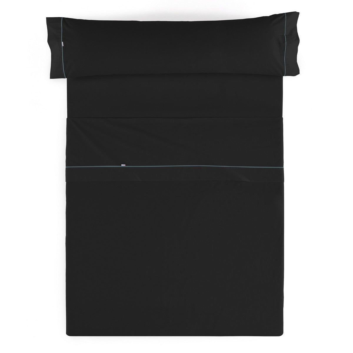 Juego de sábanas liso negro vista cenital