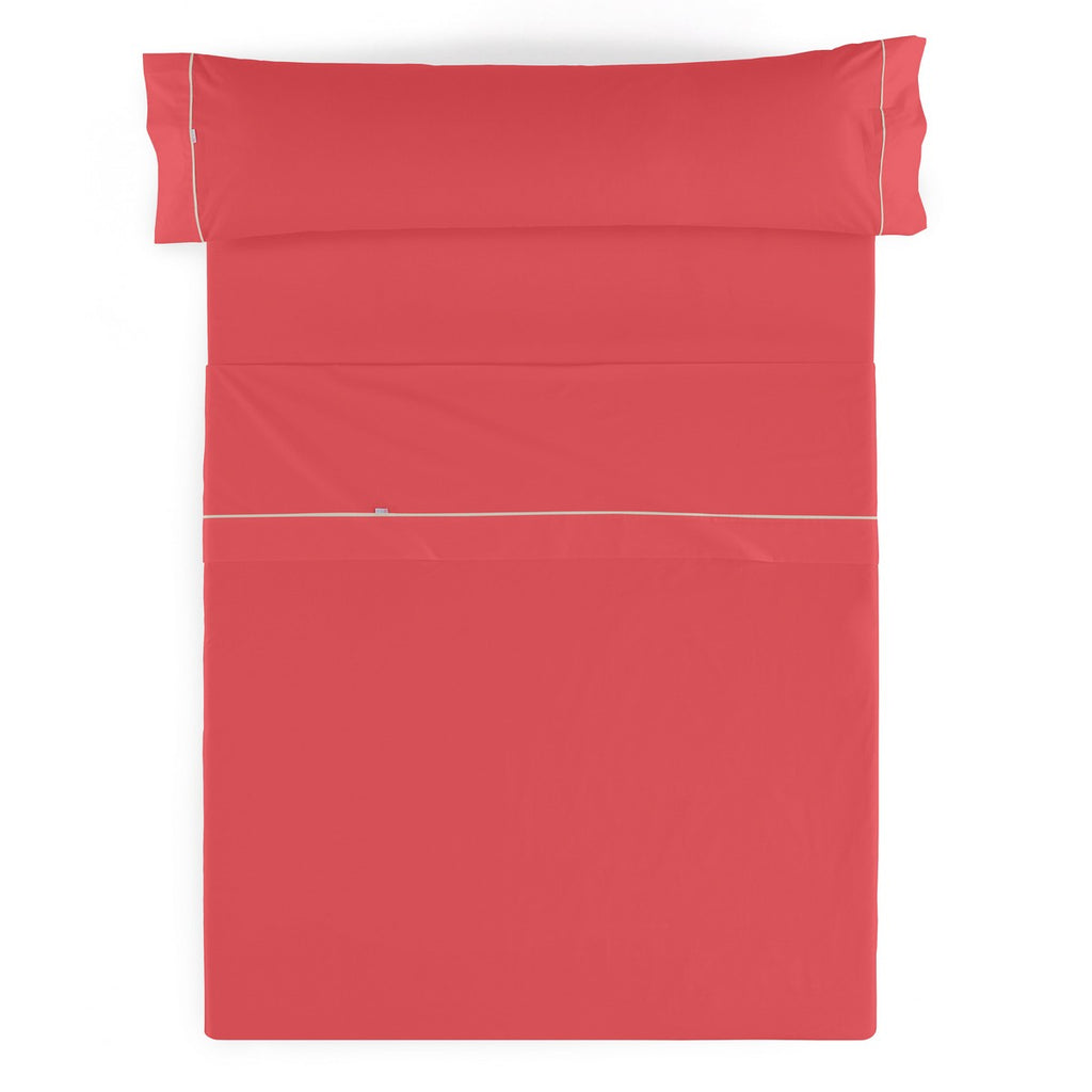 Juego de sábanas liso rojo vista cenital