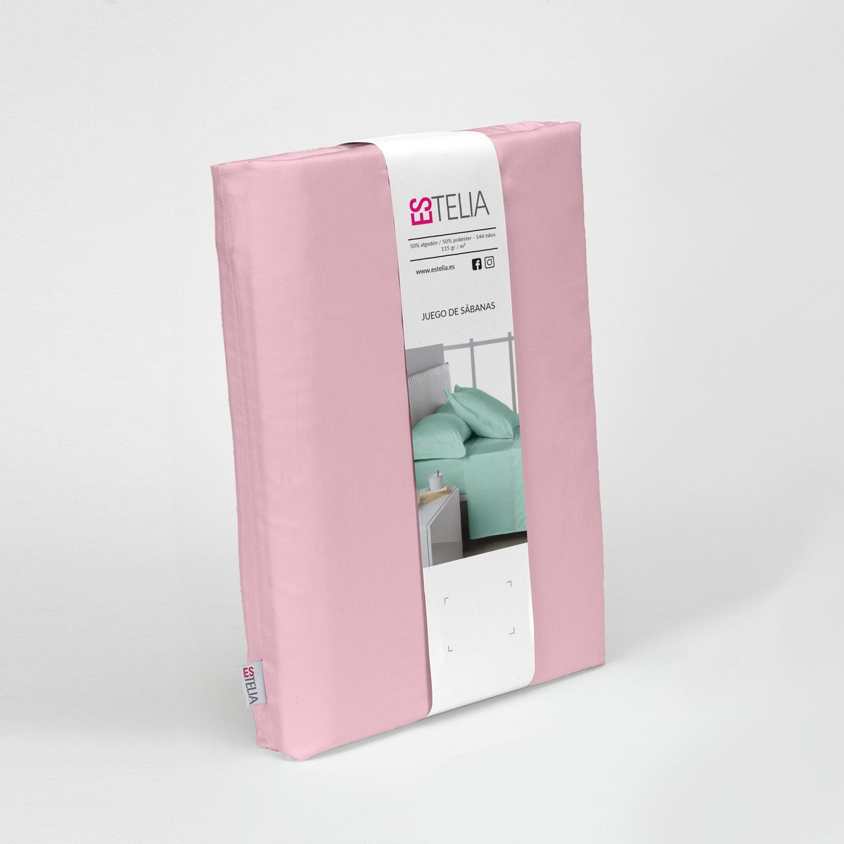 Juego de sábanas liso rosa presentación en bolsa de tela