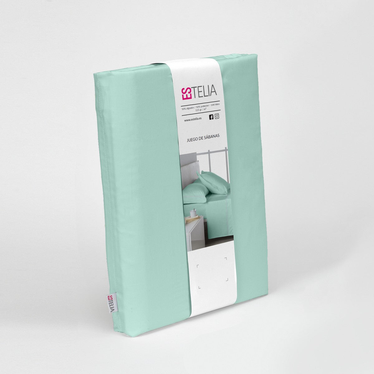 Juego de sábanas liso aqua presentación en bolsa de tela