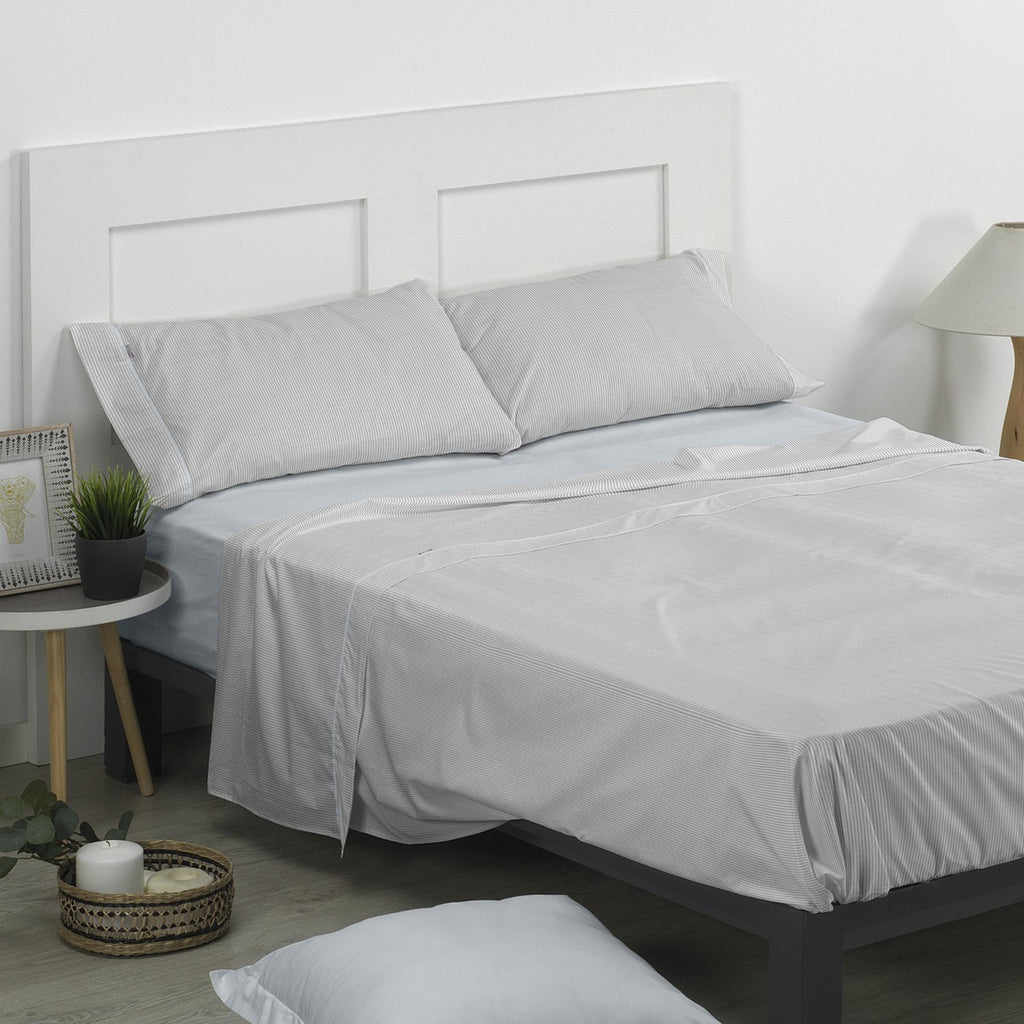 Juego de sábanas 200 hilos Greta perla escena de cama