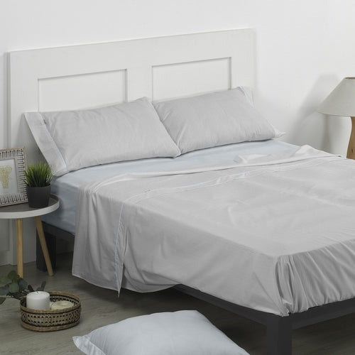 Juego de sábanas 200 hilos Greta perla escena de cama