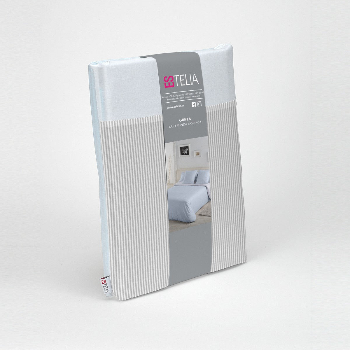 Dúo funda nórdica + almohada Greta perla presentación en bolsa de tela