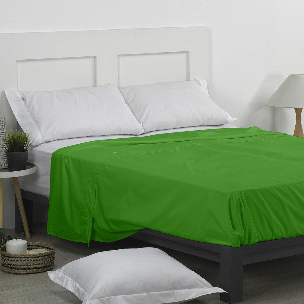 Sábana encimera 50/50 verde escena de cama