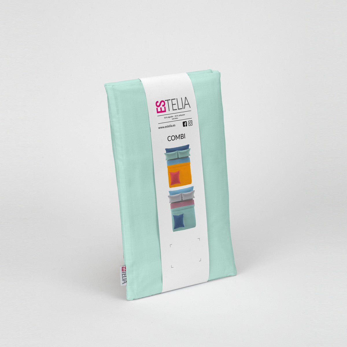 Funda de almohada 50-50 aqua presentación en bolsa de tela
