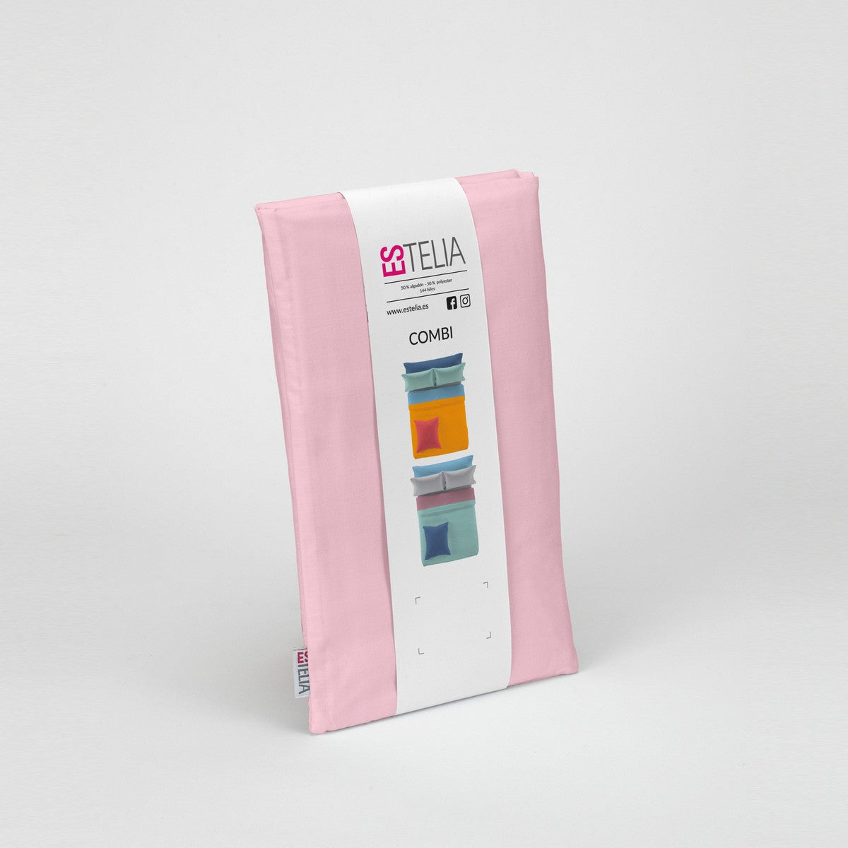 Funda de almohada 50-50 rosa presentación en bolsa de tela