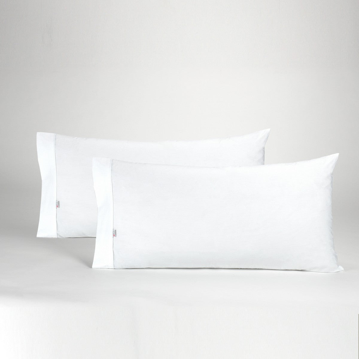 Funda de almohada algodón blanco dos piezas abertura lateral