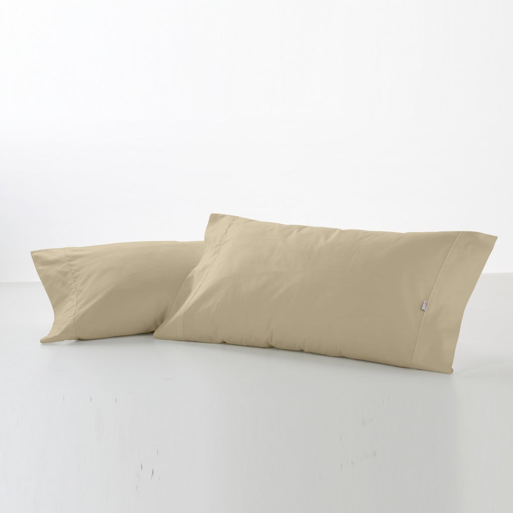Funda de almohada algodón camel dos piezas abertura lateral