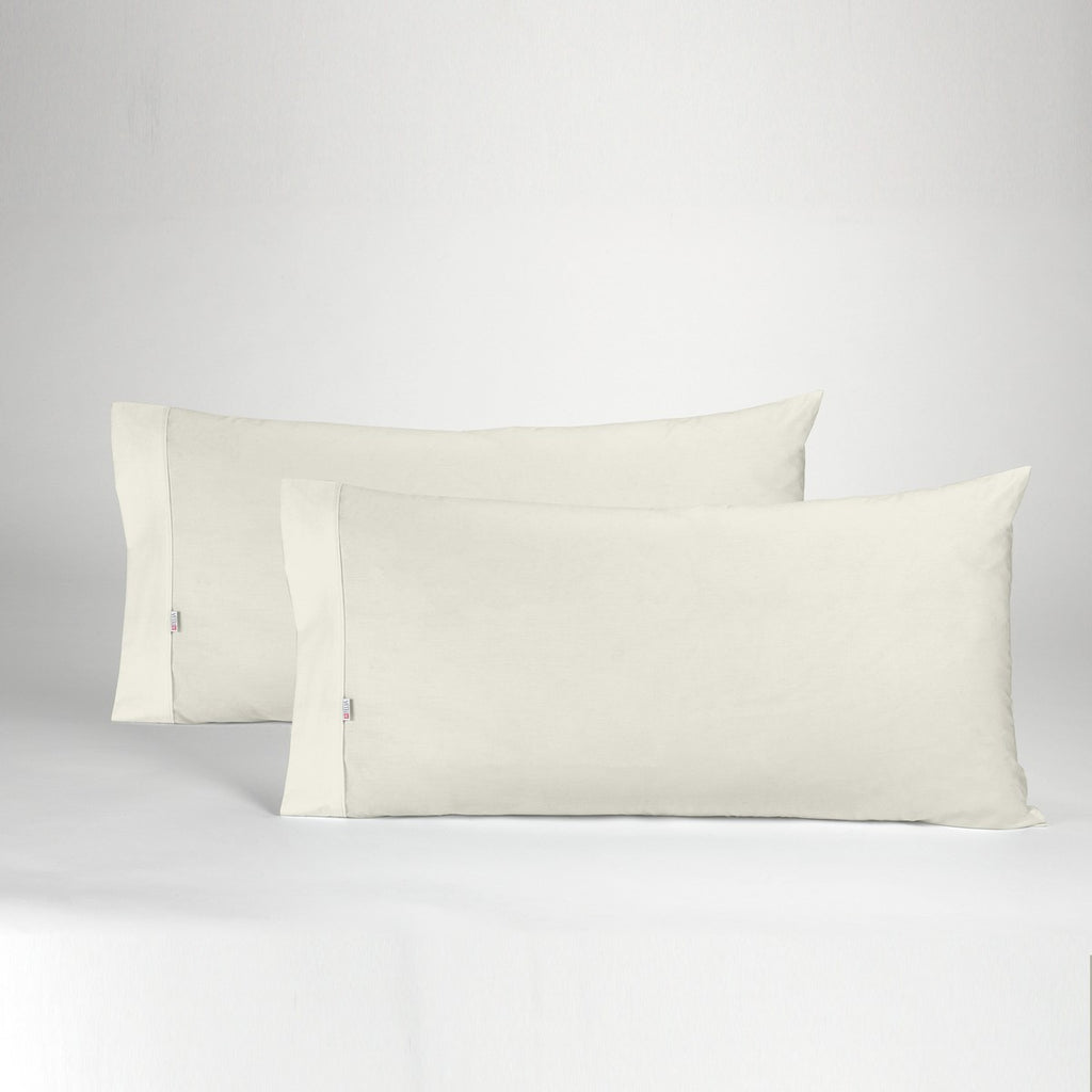 Funda de almohada algodón crema dos piezas abertura lateral
