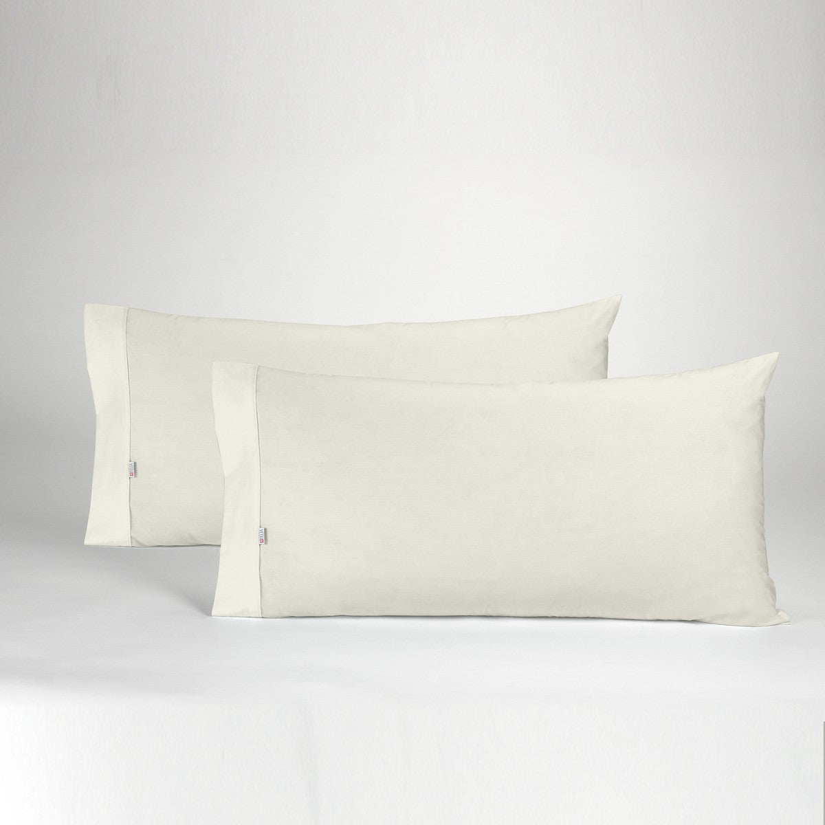 Funda de almohada algodón crema dos piezas abertura lateral