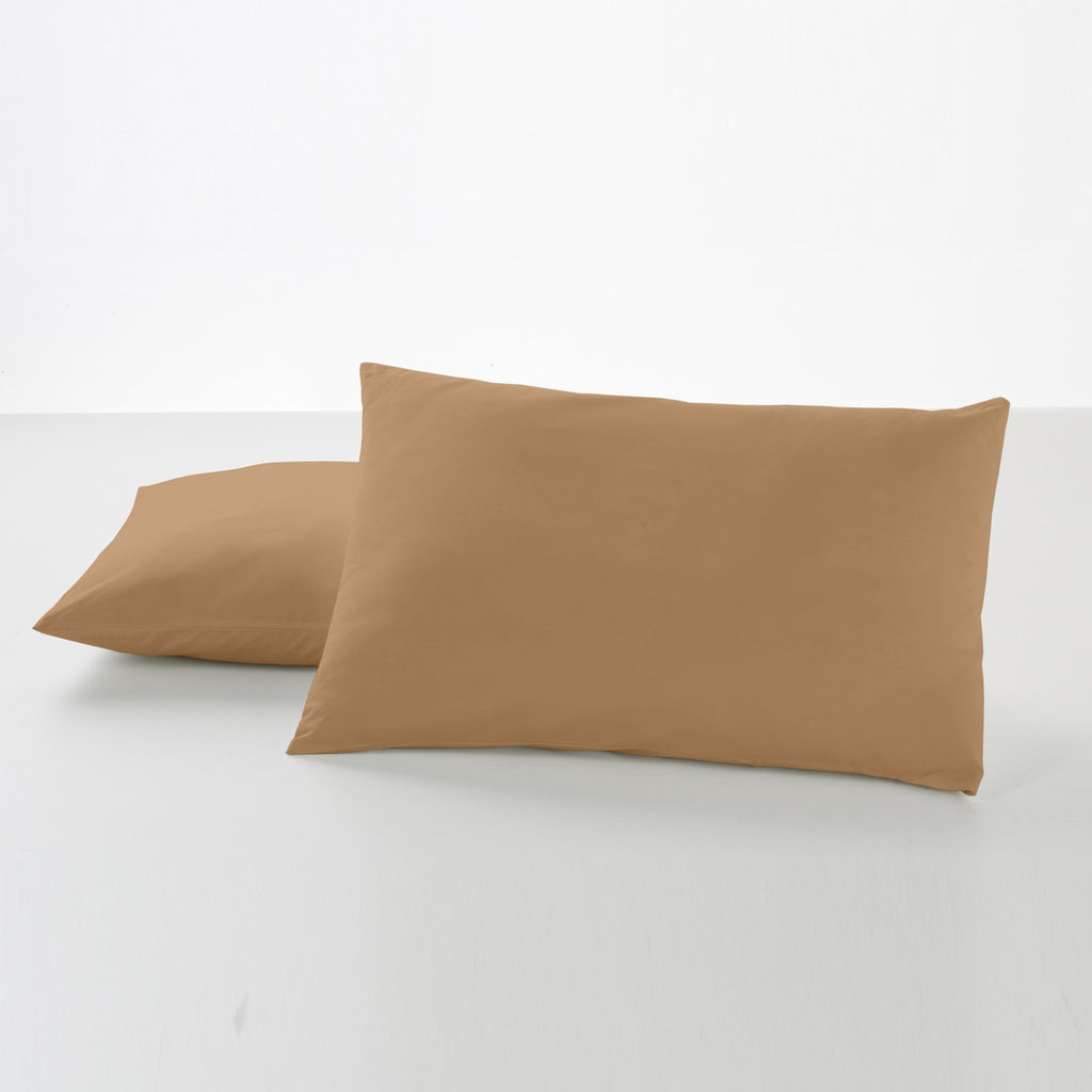 Funda de almohada algodón marrón dos piezas 50x80 cm