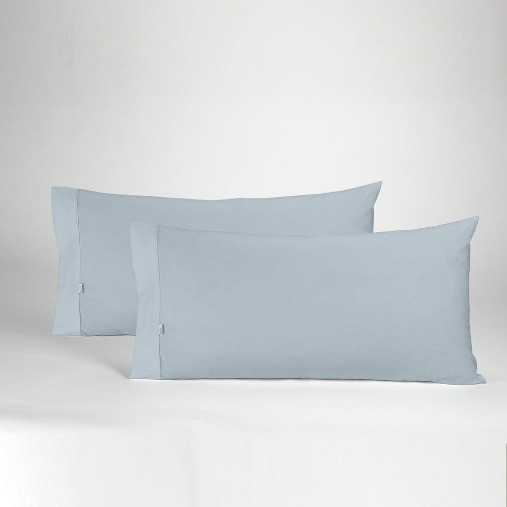 Funda de almohada algodón plata dos piezas abertura lateral