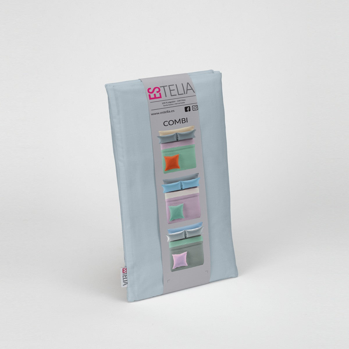 Funda de almohada algodón plata presentación en bolsa de tela