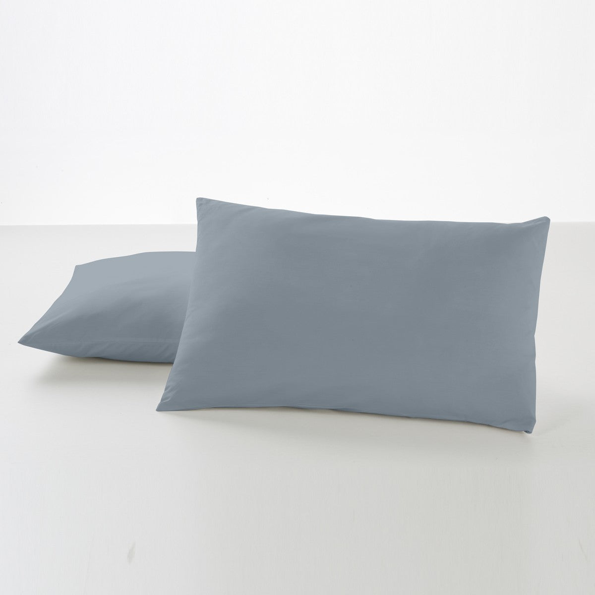 Funda de almohada percal acero dos piezas 50x80 cm