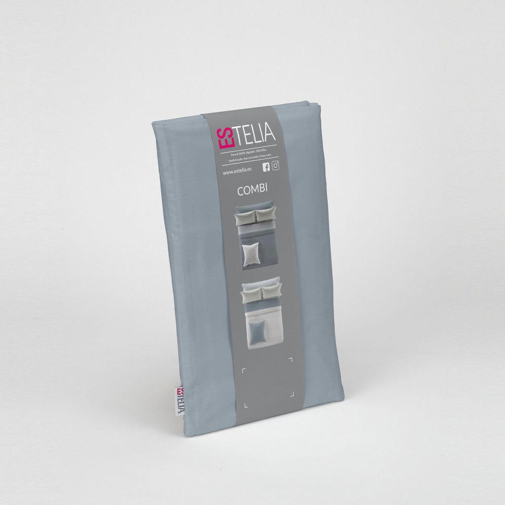 Funda de almohada percal acero presentación en bolsa de tela