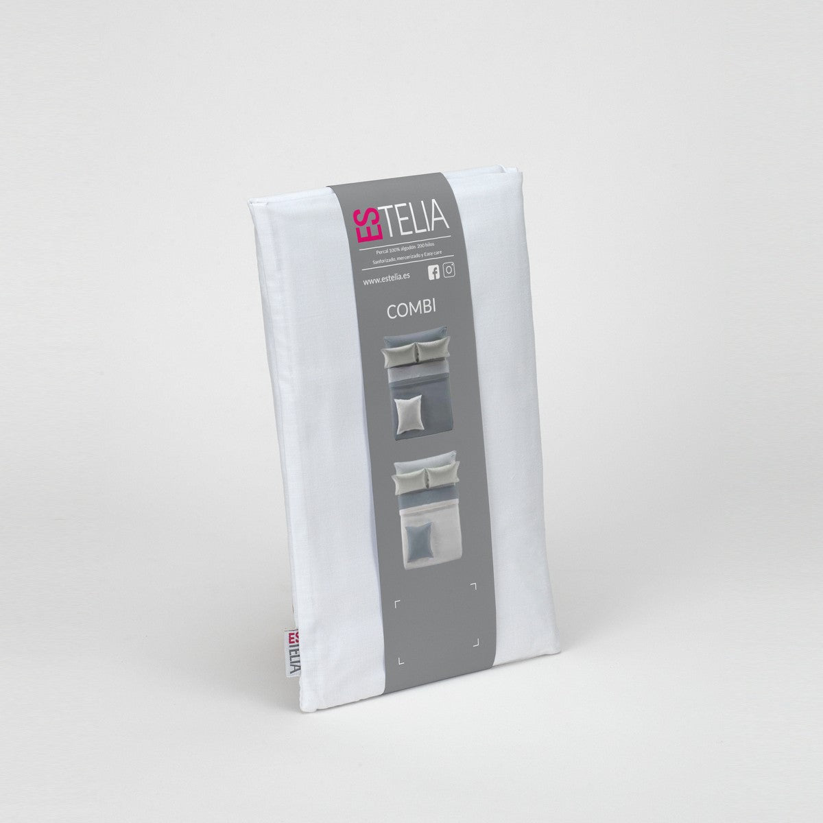 Funda de almohada percal blanco presentación en bolsa de tela