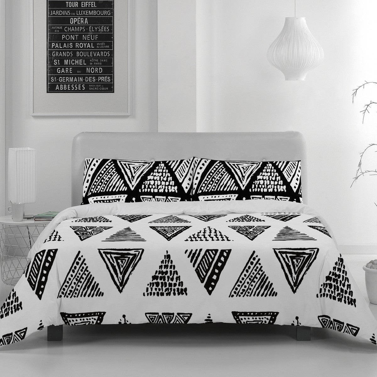 Funda de almohada algodón Yaqui negro vista frontal