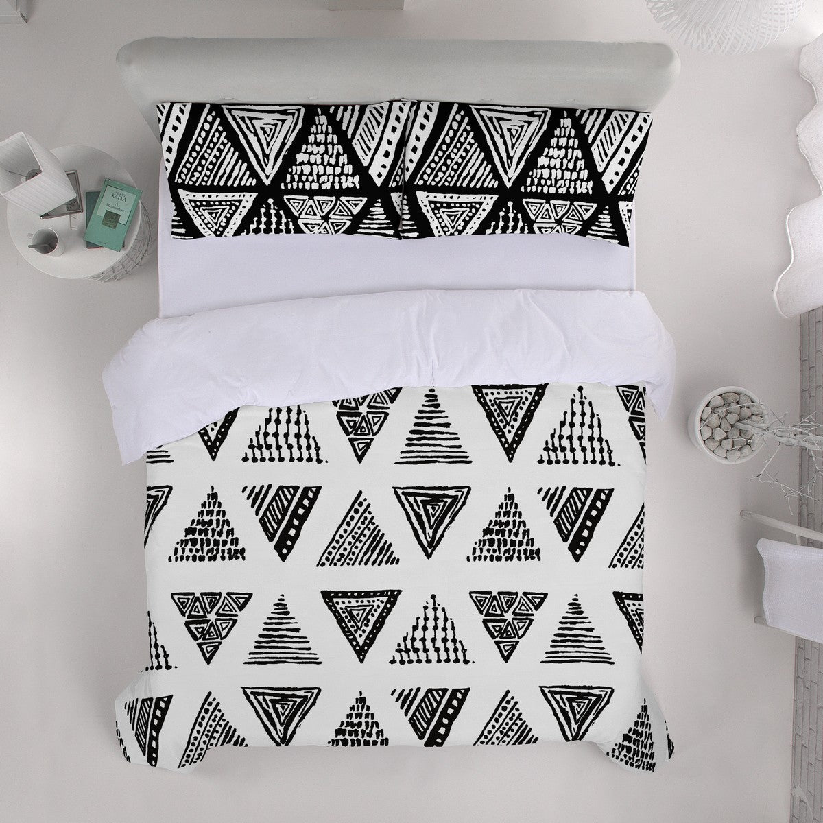 Funda de almohada algodón Yaqui negro vista cenital