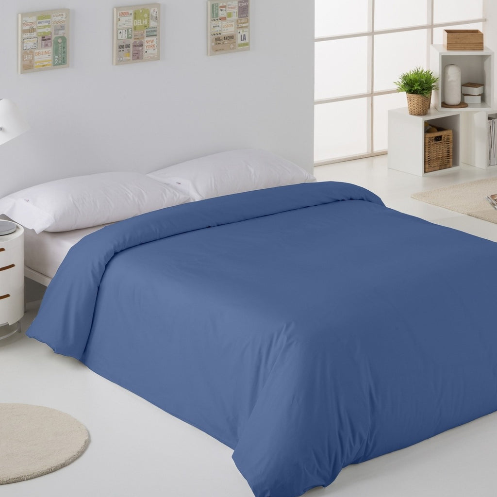 Funda nórdica lisa 50-50 azulón escena de cama