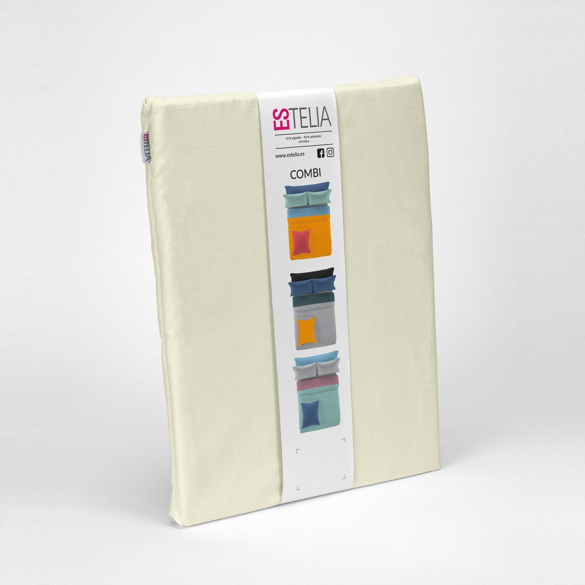 Funda nórdica lisa 50-50 crema presentación en bolsa de tela